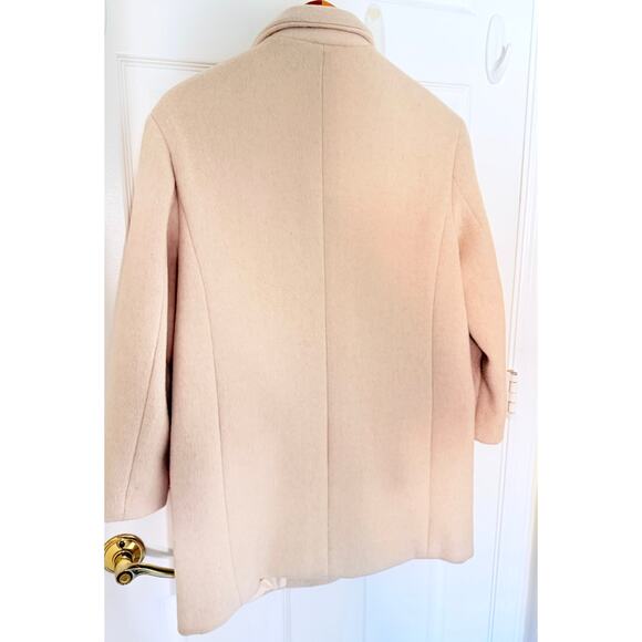 South Korean Fashion Wool & Alpaca Blend Double-Breasted Half Coat - Cream - Picture 5 of 7